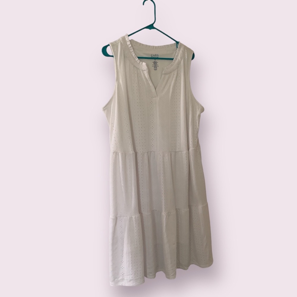 Croft & Barrow Plus Sized Splitneck Tiered Dress - White